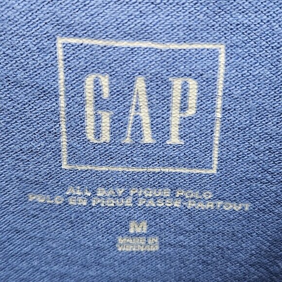 Gap All Day Pique Polo Shirt Golf Blue Outdoor Short Sleeve Men's Size M Casual - Picture 9 of 10